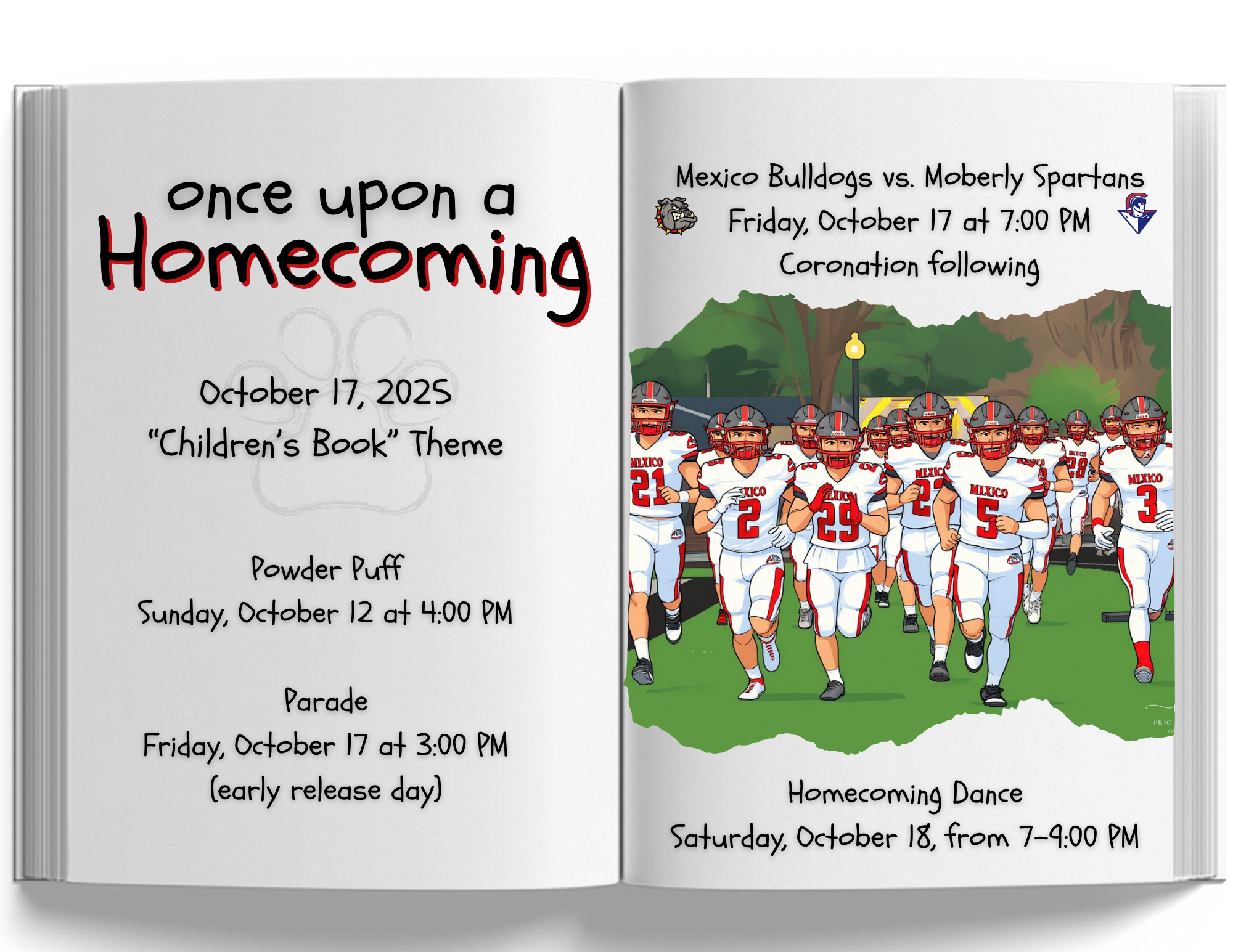 Homecoming schedule for Oct 17